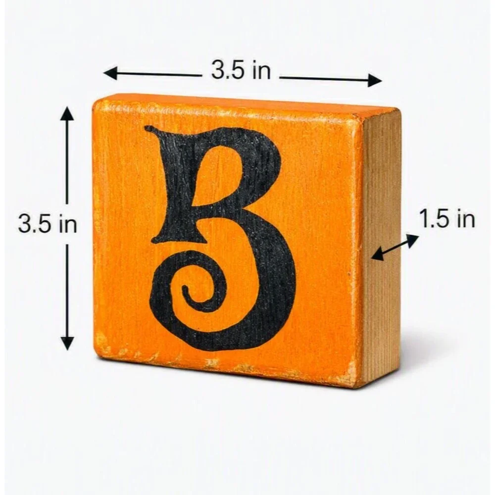 Halloween Decor BOO Wooden Block Handmade Set Primitive Farmhouse Tiered Rustic